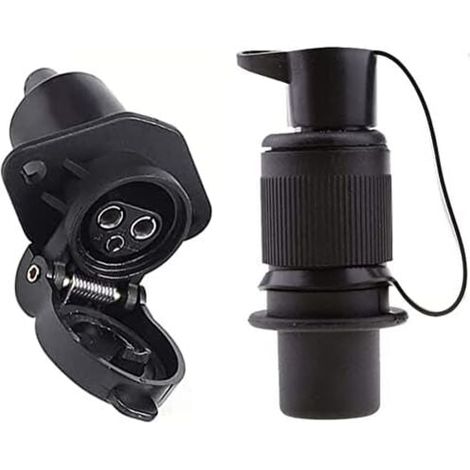 3-poliger Anhängerstecker und -buchse, 12 V wasserdicht, 3-poliger Anhängerstecker (weiblich auf männlich), 3-poliger Anhängerstecker für Anhängerkupplung, geeignet für Anhänger/Wohnmobile/Pkw, 2 Befe (1/4)