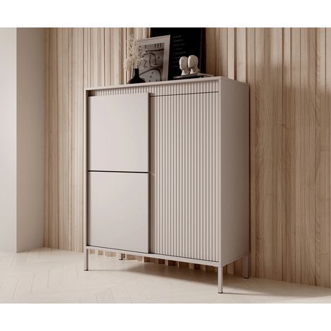 AX LIVING Trentinis 3T Highboard modern Beige, 103,5 cm, geriffeltes (1/5)