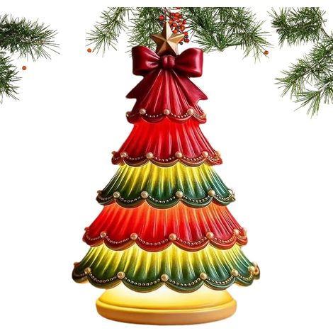 Table Lamp - Christmas Tree LED Light for Holiday Decor Resin Lighting Decoration with Soft Glow, Collectible Accent for Tabletop Home Living Room Kitchen Desk Seasonal Display (1/5)