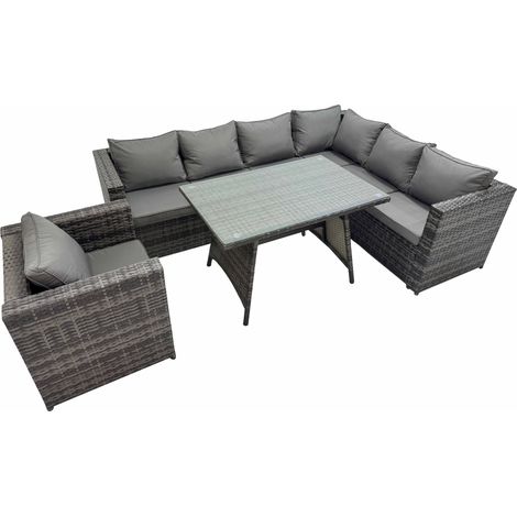 Fimous Rattan garden furniture Patio Furniture Sets with Dining Table Chair Dark Grey Mixed (1/5)