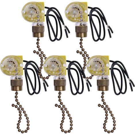 Interrupteur de LumièRe de Ventilateur de Plafond Ear ZE-109 Interrupteur de LumièRe à Fils avec Cordons Traction pour Ventilateurs de Plafonnier Lampes 5 PièCes
