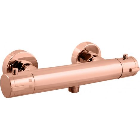 Mitigeur douche mural thermostatique laiton rose gold poli sortie douchette bas (1/2)