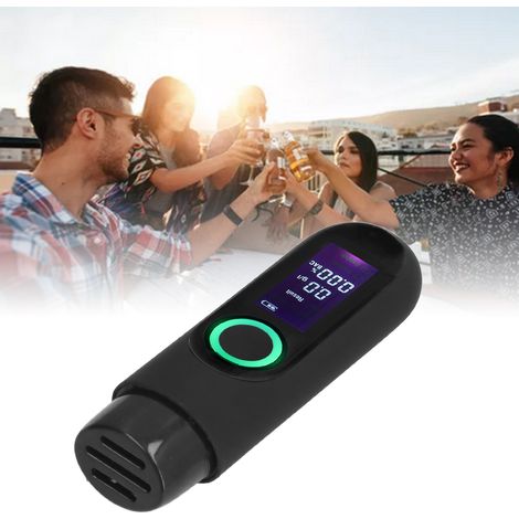 Éthylotest portable, écran LCD tricolore, réponse rapide, rechargeable par USB, noir. (1/5)