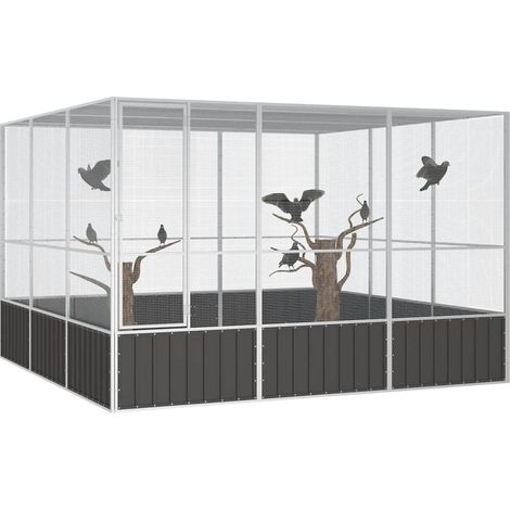 Vidaxl – Cage à oiseaux anthracite 302,5x324,5x211,5 cm – Acier galvanisé – Conception ventilée pour un air frais – Sécurité renforcée avec porte verrouillable