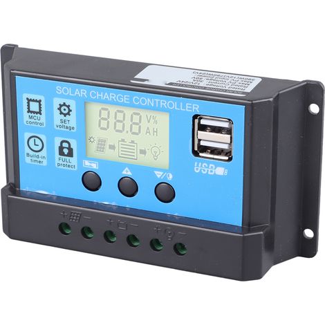 Solar-Laderegler 12V/24V/30A PWM-Entladeregler mit LCD-Anzeige und zwei USB-Ausgängen (1/5)