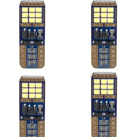 4 Pezzi Lampada Led T10 W5W 18 SMD 2016 12V 24V 2.5W 300lm Bianco Freddo 6500K Adatto per Auto e Camion H 23mm
