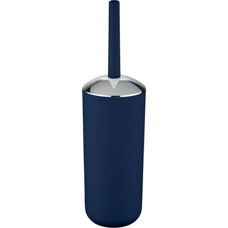 Porte Brosse WC Brasil, avec Surface Mate Bleue en Plastique incassable, Brosse WC Noire, Ø 10x37 cm (1/5)
