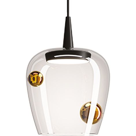 Zafferano Lampada a sospensione Bilia 18 LED 8W 3000K in vetro borosilicato soffiato colore Nero e Bronzo per illuminazione interni di design