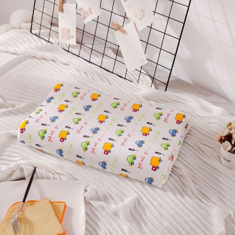Oreiller pour enfant en latex naturel, oreiller de couchage, housse de coussin amovible en coton lavable incluse, oreiller pour tout-petit, oreiller de sieste pour enfants, unisexe pour garçons et fil (1/3)