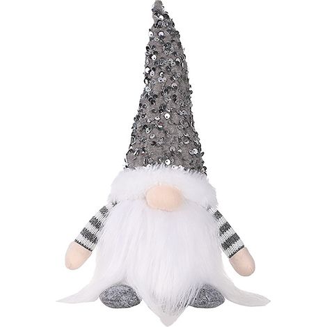 GARRYFIZH (Lot de 1) (Gris) Décoration de Noël, poupée Rudolph lumineuse à paillettes, figurine lumineuse sans visage, 30 x 10 x 10 cm (1/5)