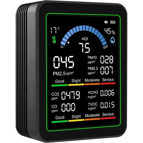 Moniteurs d'air détecte les PM2.5 CO2 PM10 PM 1.0 Formaldéhyde TVOC Moniteur de température et d'humidité pour intérieur (1/5)