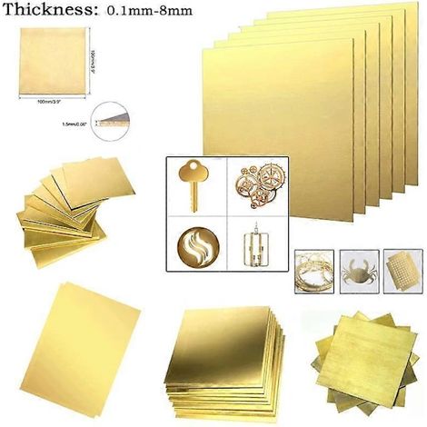 Messingplatte (1 Stück) – Stärke: 0,1/0,2/0,3/0,5/0,6/0,8/1/1,5/2/2,5/3/4/6/8 mm – CNC-gefräste Messingplatte – Form für Modell und Rahmen – Selbstbau – Messingplatte