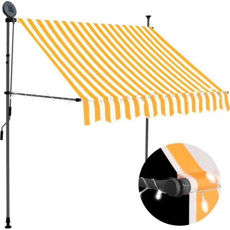 Auvent manuel rétractable Store banne Marquise avec LED 150 cm Blanc et orange NDTN4686173 (1/5)