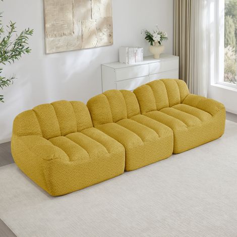Divano modulare 3 posti in pile granulato giallo OKMYHOME (1/5)