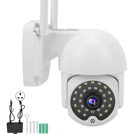 Caméra de surveillance WiFi sans fil, rotation PTZ, audio bidirectionnel, détection de mouvement, alarme, enregistrement d'images, moniteur à distance, prise UK 100-240V (1/5)