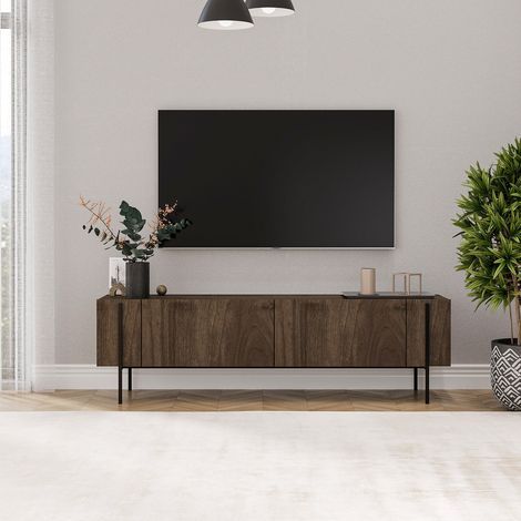 Modern TV-Möbel Walnussoptik Melamin 160 cm Herman (1/5)