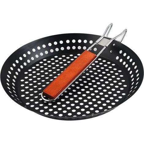 royaluxe -Poêle à Frire en Acier, Wok pour Barbecue, Poêle à Griller pour Barbecue, Paniers de Cuisson pour Barbecue (1/5)