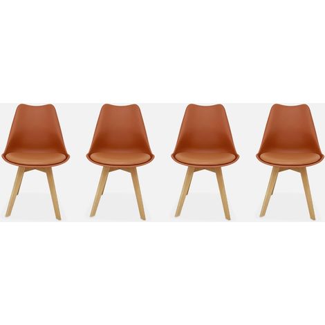 Silla escandinava con patas de madera de haya, set de 4