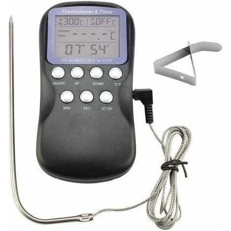 Thermomètre alimentaire numérique filaire pour barbecue, grill, four à viande, thermomètre électronique avec grand écran LCD, sonde de cuisson, outil de grillade. (1/5)