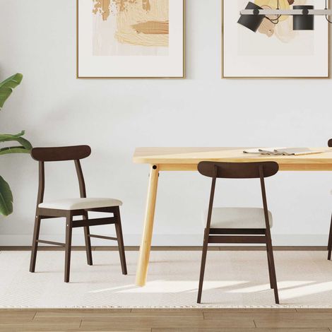 vidaXL  Dining Chair  2 pcs Dark Brown and Light Solid Rubber Wood