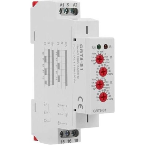 Pair Relais Temporisé 220V GRT8-S1 - Relais Multifuntion AC230V avec Temps Cyclique Asymétrique, Pour Contrôle Éclairage et Industriel (1/5)