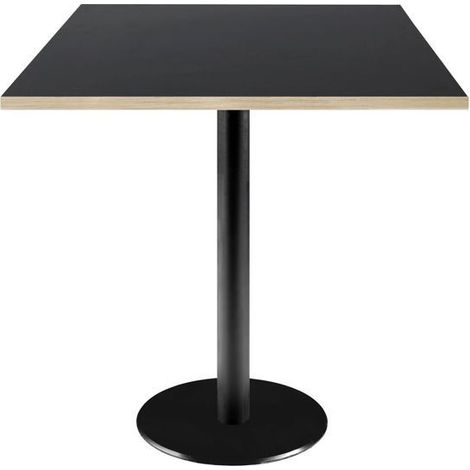 Table 70 x 70 cm - modèle Rome noir avec chants bois
