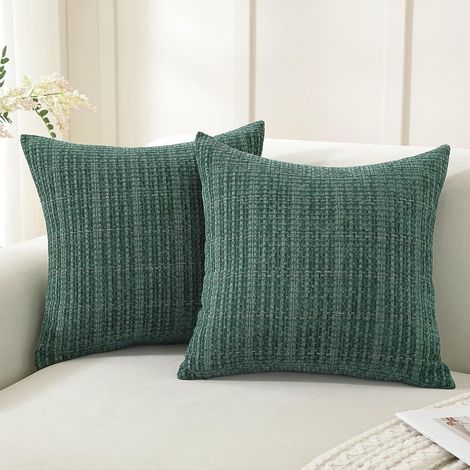 Lot De 2 Soft Housse Coussin, Vert Forêt, 60 x 60 cm (1/5)