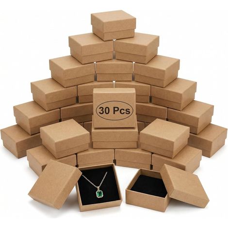 ® 30 pièces boîtes à bijoux, 8x5x3cm boite cadeau en carton avec couvercles, pour présenter colliers, bagues et boucles d'oreilles (1/5)