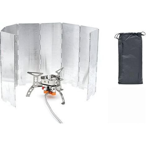 8 plaques de cuisson pliables et coupe-vent en aluminium avec sac de rangement, housse coupe-vent pour réchauds à gaz, réchauds de camping, réchauds portables, convient aux réchauds de camping et de p (1/5)