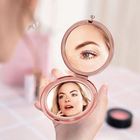 Miroir de maquillage compact - Marque inconnue - Miroir pliant rond - Blanc (1/4)