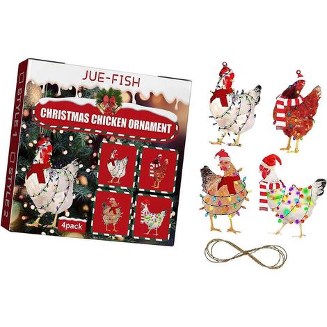 Décorations de Noël pour chambre à coucher : écharpe de Noël, pendentifs poulet, sapin de Noël (1/4)