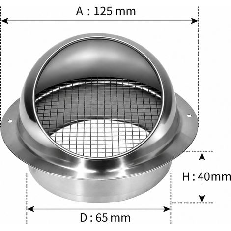 Chapeau ventilation mural Acier inoxydable 304 - modèle sans persiennes 70 mm sortie d'air – Livraison gratuite (1/5)