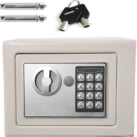 Electronic Password Security Safe Money Cash Deposit Box Office Home Digital Safe Box with Full-digit Keypad, 2 Override Keys and 2 Installing Bolts 4.6L (23x17x17cm, White)