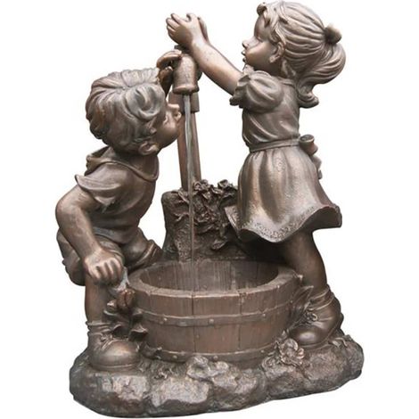 Ubbink – Fontaine de jardin Memphis en polyrésine – Pompe 350 l/h – Dimensions H 64 x L 47 x P 26,5 cm – Décoration enfants à la fontaine