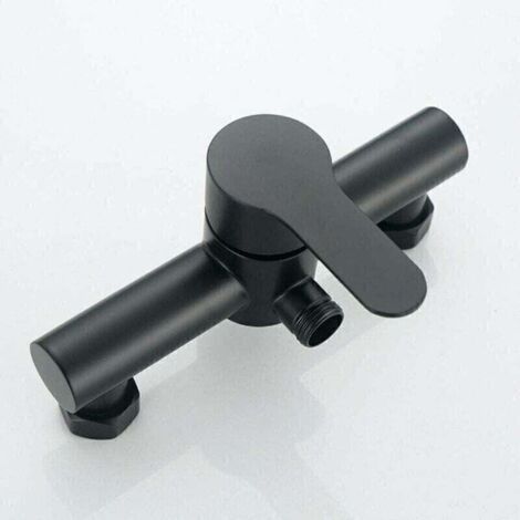 Mitigeur mural baignoire et douche en acier inoxydable noir pour salle de bain. - AquaForge (1/4)