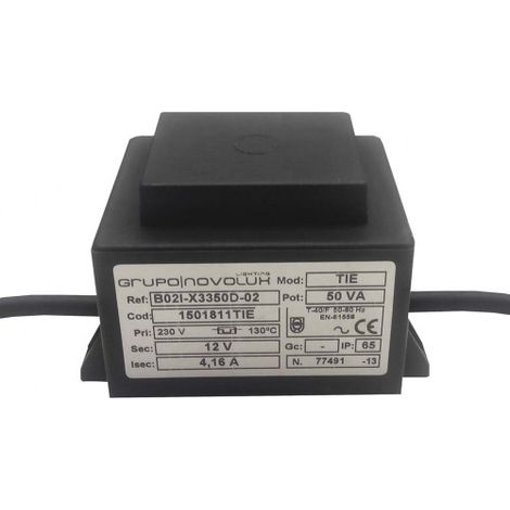 Transformador 12V corriente alterna 50W IP65 negro - CRISTHER