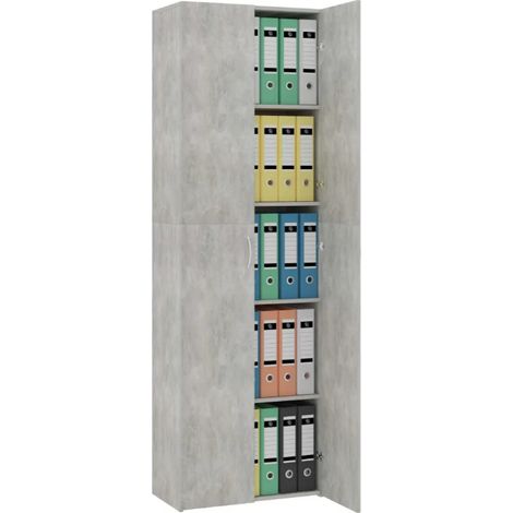 Armoire de bureau 2 portes bois gris effet béton Ousti (1/5)