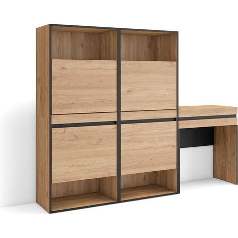 Skraut Home - Scarpiera, Mobile Salvaspazio, 190x145x35 cm, Camera da letto, stanza, Tavolo da toeletta, Stile moderno, Rovere (1/5)