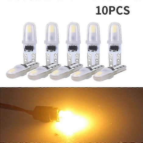 Lot de 10 ampoules LED T5 pour voiture, éclairage de tableau de bord, éclairage de tableau de bord intérieur, éclairage latéral, lampe de compteur.