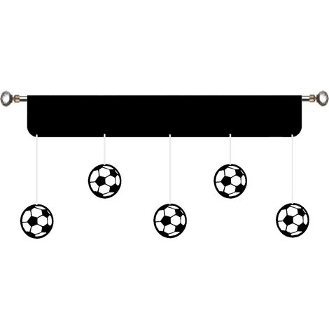 Fußballvorhang mit Paneelen, Ballmuster, für junge Fußballspieler, 90 cm, schwarz