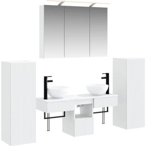 Juego de muebles de baño Montada en la pared 6 pcs Blanco vidaXL