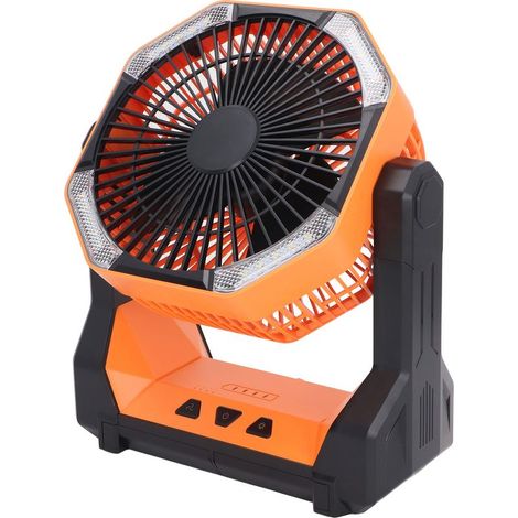 Tragbarer Campingventilator mit Akku, Licht und Haken – ideal für Picknicks, Grillabende, Angeln und Reisen. Batteriebetrieben und perfekt geeignet. (1/3)