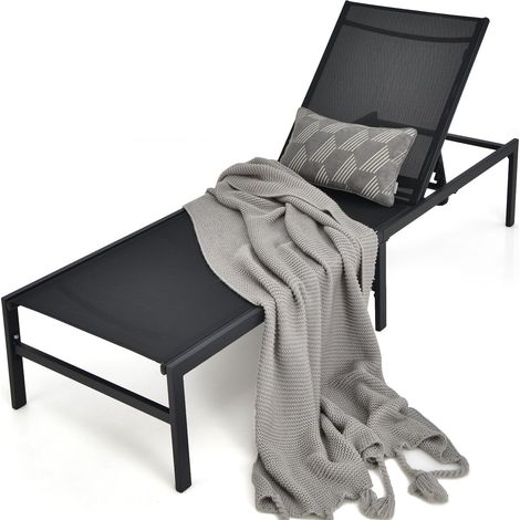 Outdoor Chaise Lounge Chair Sun Lounger 6 Positions Adjustable Recliner Chair (1/5)