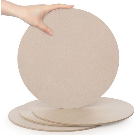 Lot de 4 grands dessous de verre en feutre pour casseroles, verres, assiettes et poêles - Rond - Diamètre : 30 cm x 5 mm - Protection de table - Beige (1/5)
