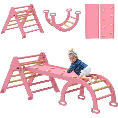 Triangle d'escalade, design pliable, sûr pour le jeu en intérieur, Rose, 188X70X59 cm (1/2)