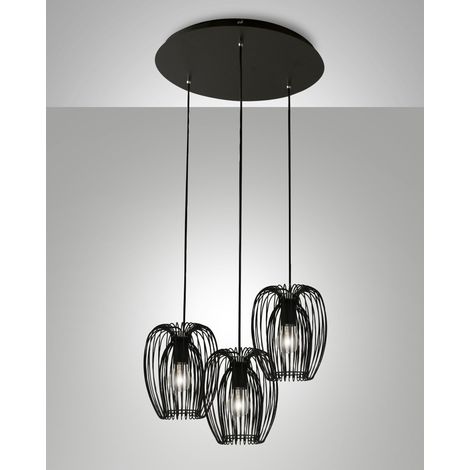 Suspension Camp en métal noir Ø500 mm, design moderne et structure élégante pour éclairage intérieur, classe 1 IP20