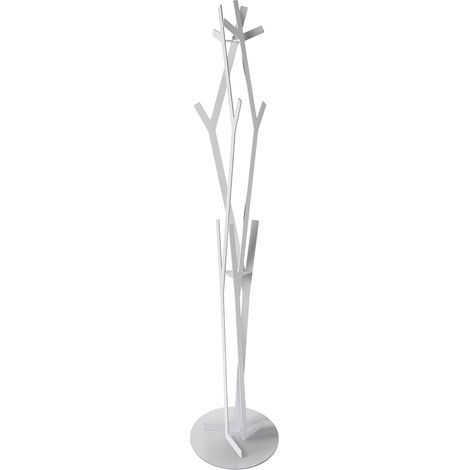 Appendiabiti da terra Uty in ferro Ø30x178 cm Design minimal moderno autoportante, Arredo per ingresso, studio o ufficio Made in Italy Bianco marmo