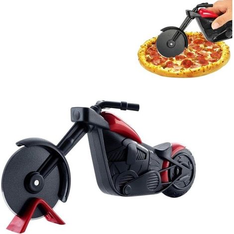 Couteau pizza design moto rouge - Inox professionnel - Accessoire cuisine original - Idée cadeau parfaite pour chefs (1/5)