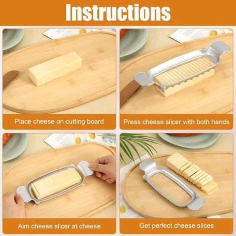 Trancheuse à beurre et à fromage - Acier inoxydable 304, outil de cuisine multifonctionnel pour couper le beurre, le fromage et