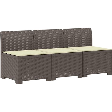 Maison Exclusive - 3-Sitzer Garten Sofa mit Kissen Rattan-Look PP (1/5)